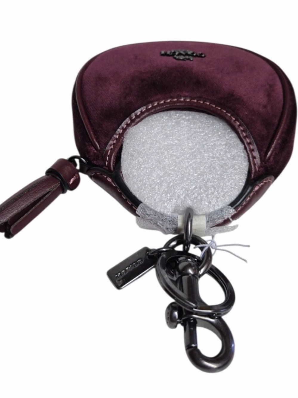 Coach Plum Velvet Mini Bag Charm with Tassel - Picture 3 of 4